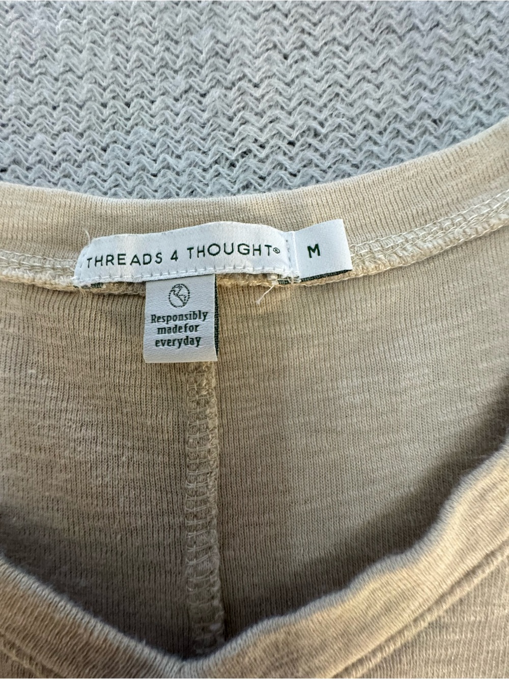 Threads 4 Thought Cream V-Neck Drawstring Tank - Picture 2 of 3